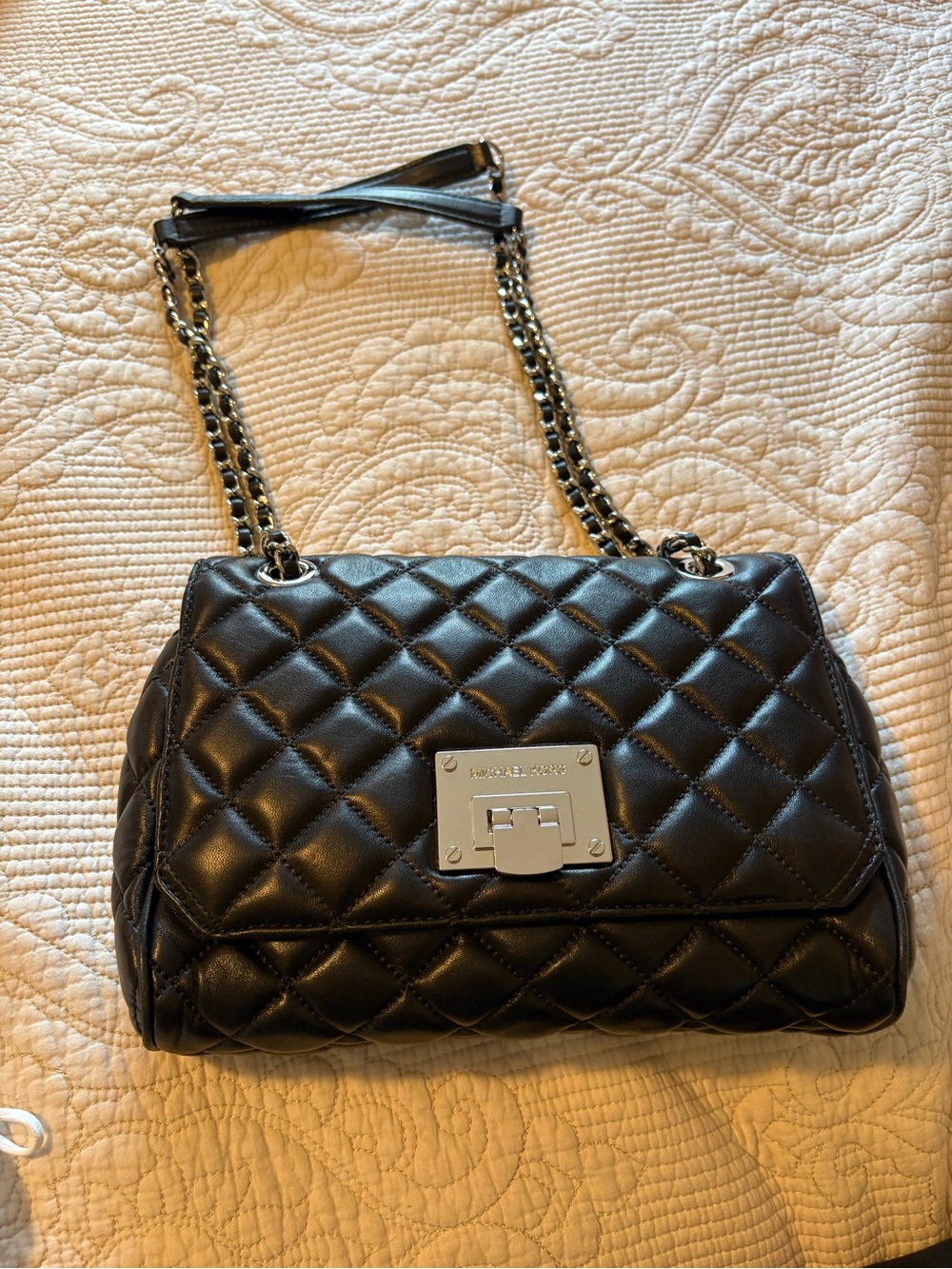 Michael Kors Quilted Leather Shoulder Bag in Black
